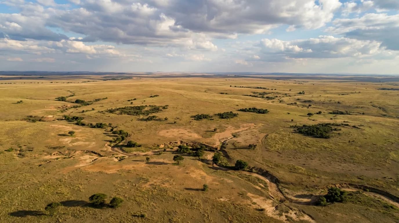 Aerial view of the South African highveld landscape near Potchefstroom