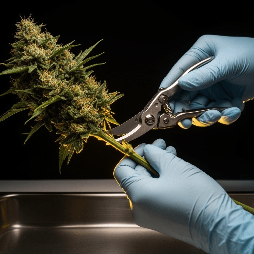 Pharmaceutical cannabis harvest with trichome assessment